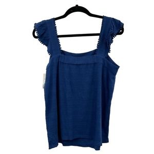 Style & Co Embroidered‎ Flutter-Strap Tank Top Sky Dream - Medium NWT (A145)